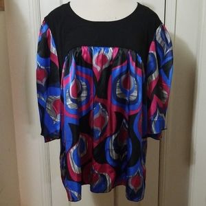 3/$12 CATO 22/24W  black blue pink babydoll top